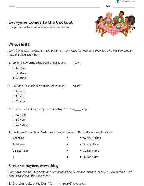 Everyone Comes to the Cookout worksheet preview