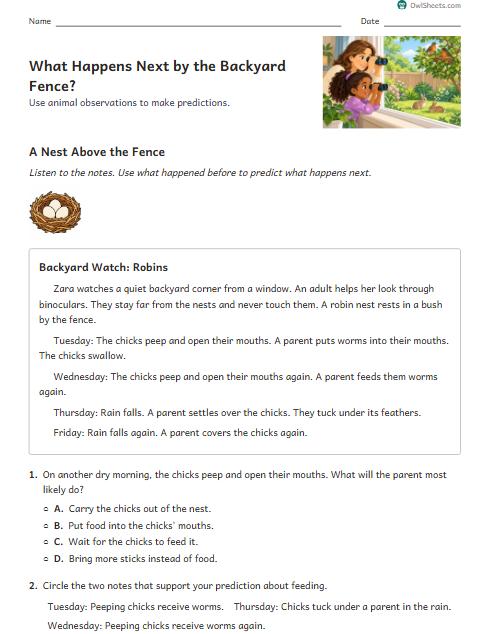 What Happens Next by the Backyard Fence? worksheet preview