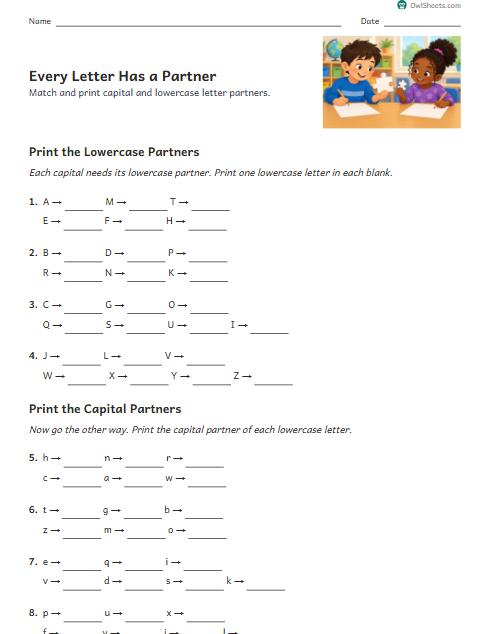 Every Letter Has a Partner worksheet preview