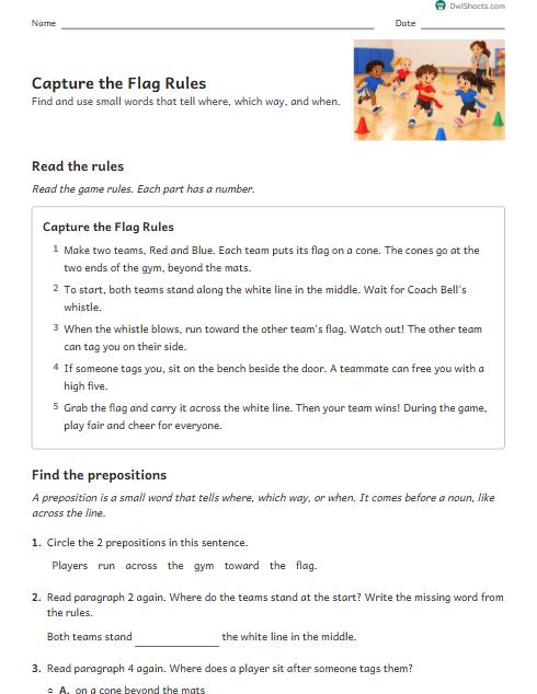 Capture the Flag Rules worksheet preview