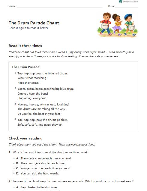 The Drum Parade Chant worksheet preview