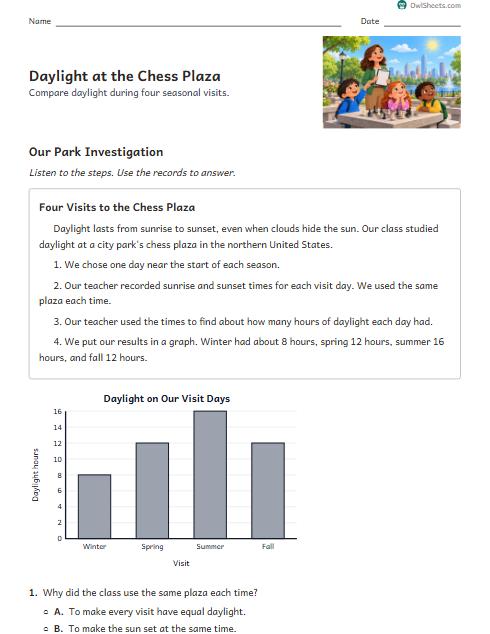 Daylight at the Chess Plaza worksheet preview