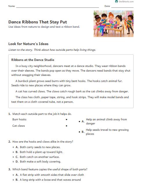 Dance Ribbons That Stay Put worksheet preview