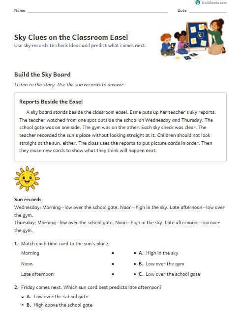 Sky Clues on the Classroom Easel worksheet preview