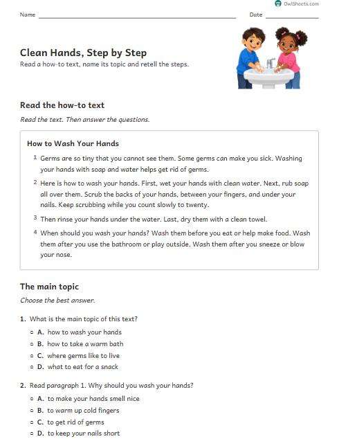 Clean Hands, Step by Step worksheet preview