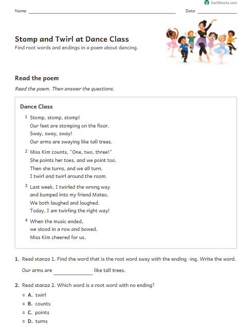 Stomp and Twirl at Dance Class worksheet preview