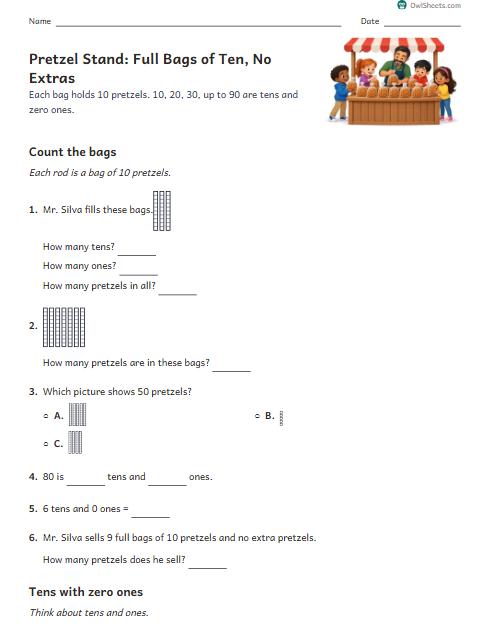 Pretzel Stand: Full Bags of Ten, No Extras worksheet preview