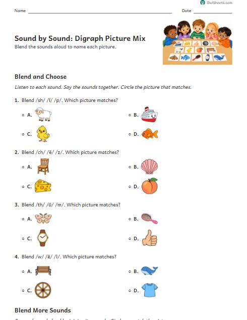 Sound by Sound: Digraph Picture Mix worksheet preview