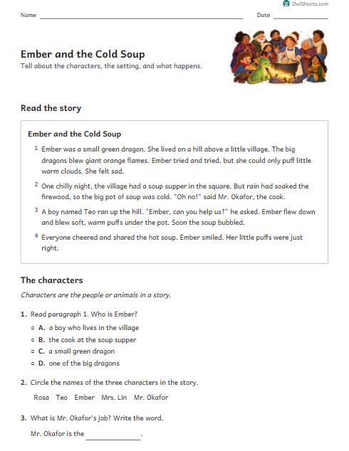 Ember and the Cold Soup worksheet preview