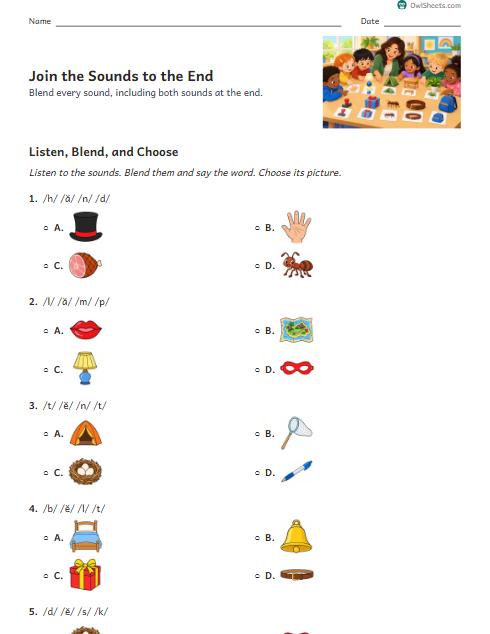 Join the Sounds to the End worksheet preview