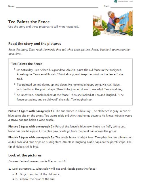 Teo Paints the Fence worksheet preview