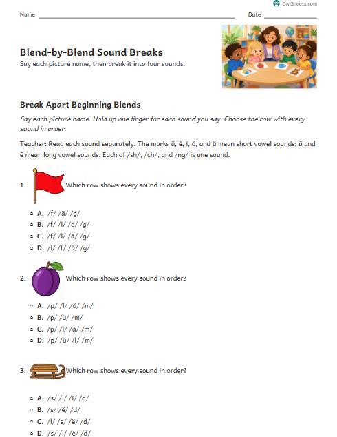 Blend-by-Blend Sound Breaks worksheet preview