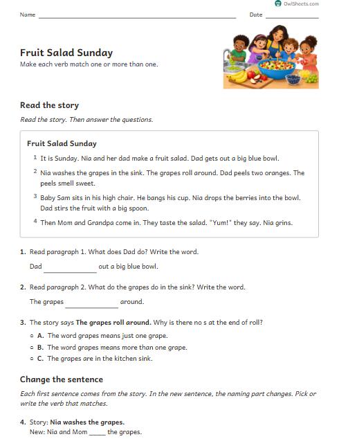 Fruit Salad Sunday worksheet preview