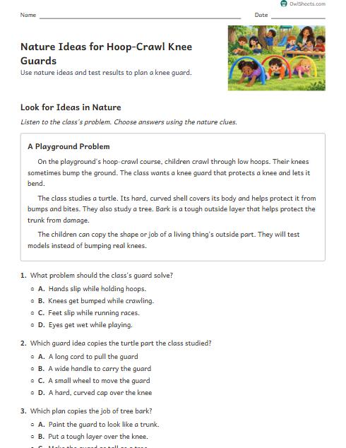 Nature Ideas for Hoop-Crawl Knee Guards worksheet preview