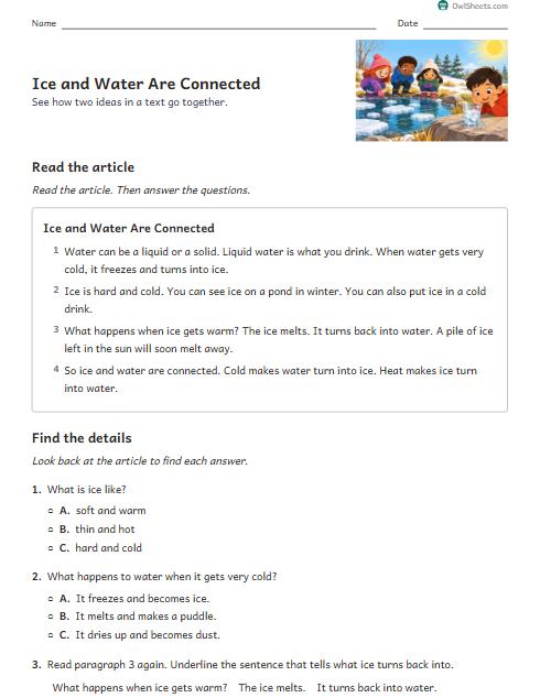 Ice and Water Are Connected worksheet preview