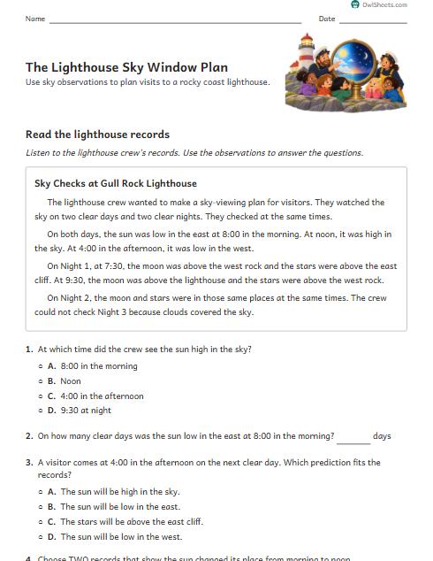 The Lighthouse Sky Window Plan worksheet preview