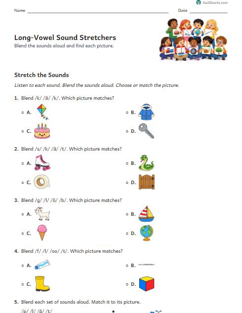 Long-Vowel Sound Stretchers worksheet preview