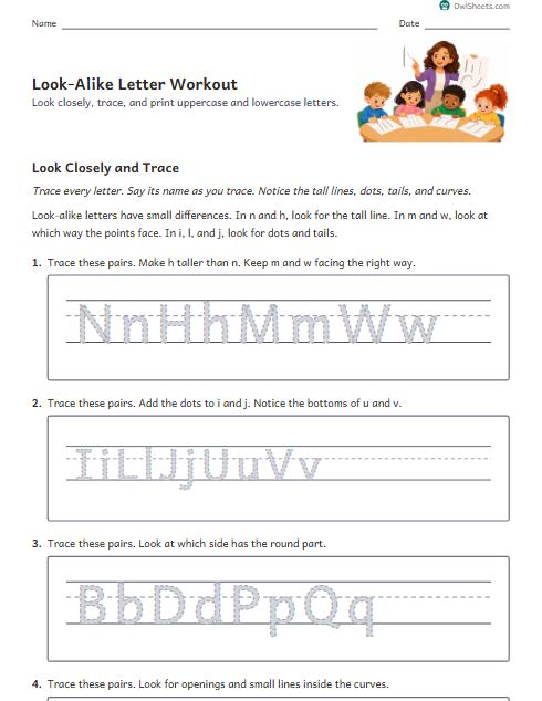 Look-Alike Letter Workout worksheet preview