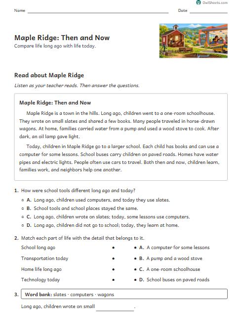 Maple Ridge: Then and Now worksheet preview