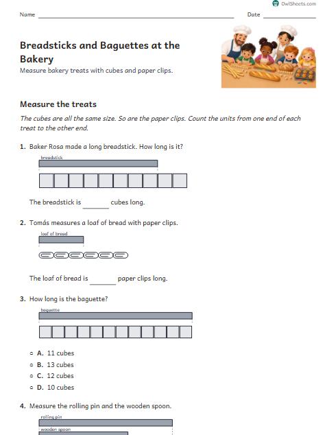 Breadsticks and Baguettes at the Bakery worksheet preview