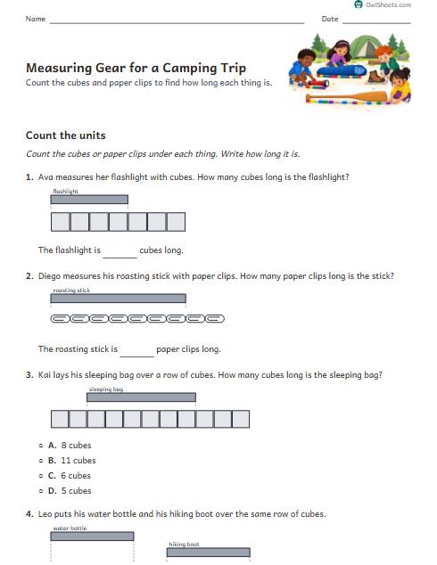 Measuring Gear for a Camping Trip worksheet preview