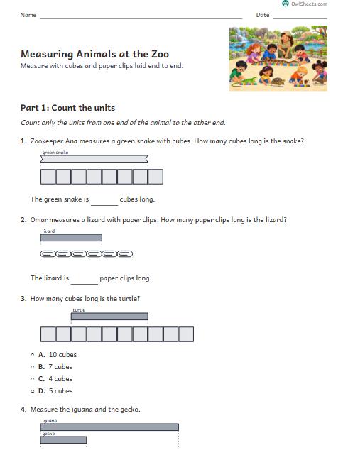 Measuring Animals at the Zoo worksheet preview