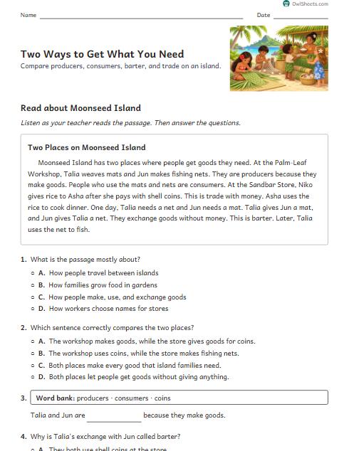 Two Ways to Get What You Need worksheet preview
