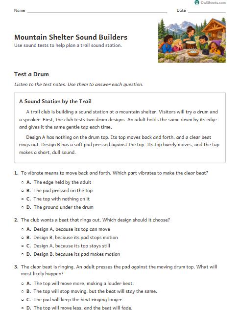 Mountain Shelter Sound Builders worksheet preview