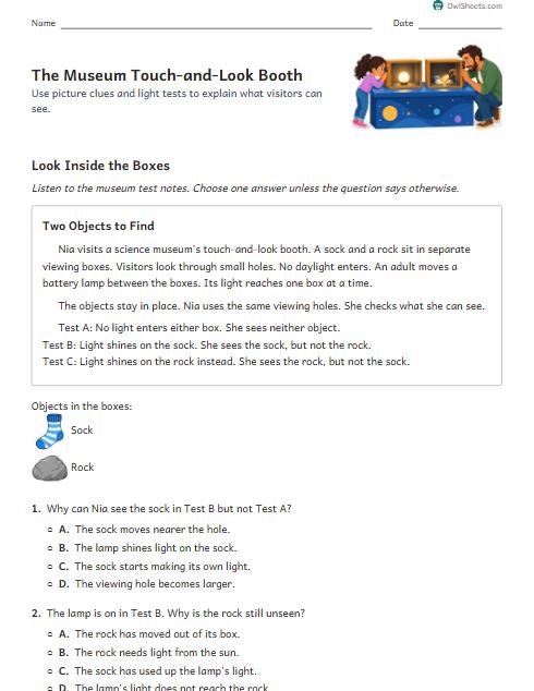 The Museum Touch-and-Look Booth worksheet preview