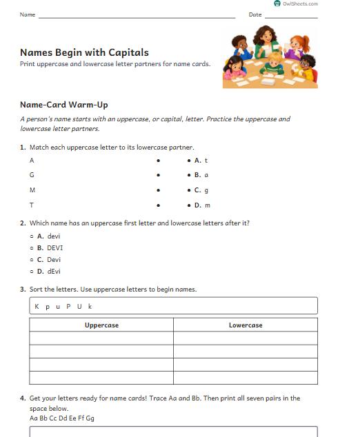 Names Begin with Capitals worksheet preview