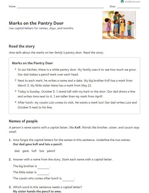 Marks on the Pantry Door worksheet preview