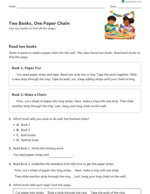 Two Books, One Paper Chain worksheet preview