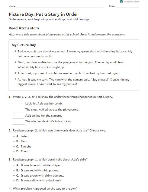 Picture Day: Put a Story in Order worksheet preview