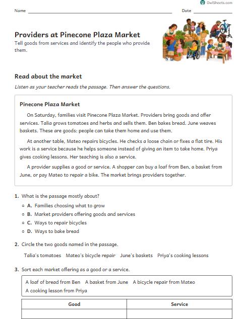 Providers at Pinecone Plaza Market worksheet preview