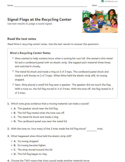 Signal Flags at the Recycling Center worksheet preview