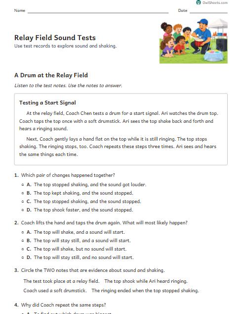 Relay Field Sound Tests worksheet preview