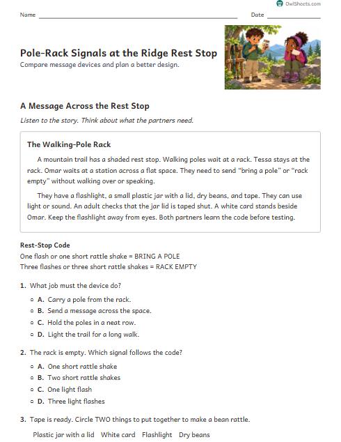 Pole-Rack Signals at the Ridge Rest Stop worksheet preview