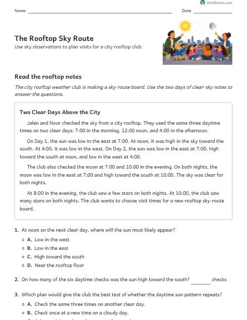The Rooftop Sky Route worksheet preview