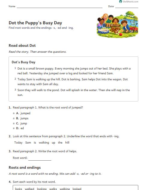 Dot the Puppy's Busy Day worksheet preview