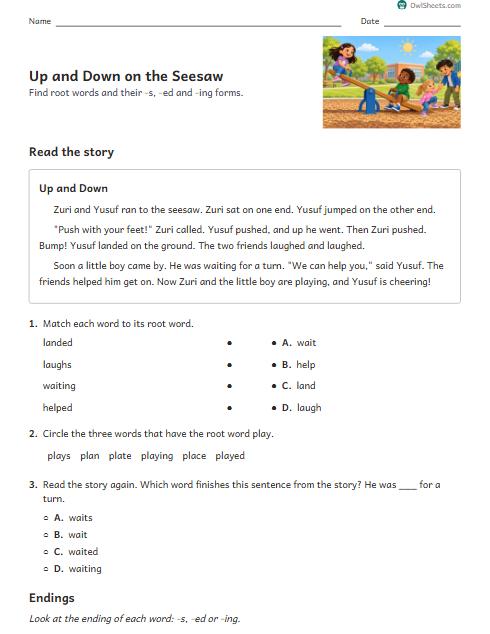 Up and Down on the Seesaw worksheet preview