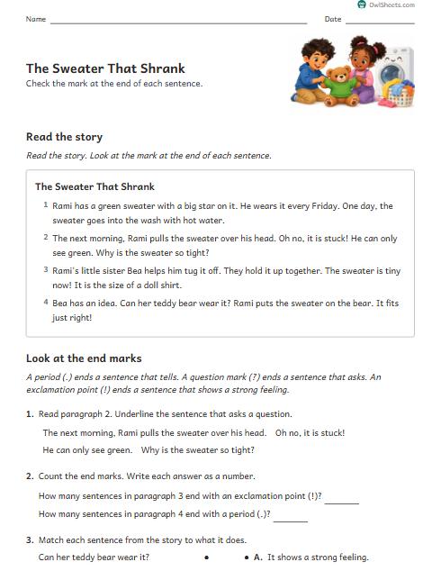The Sweater That Shrank worksheet preview