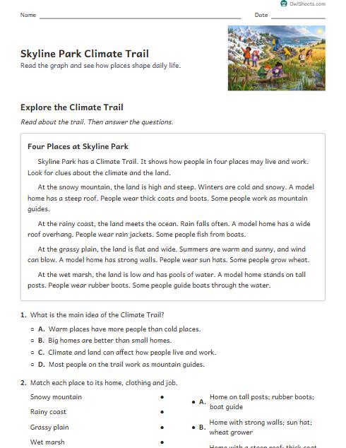 Skyline Park Climate Trail worksheet preview
