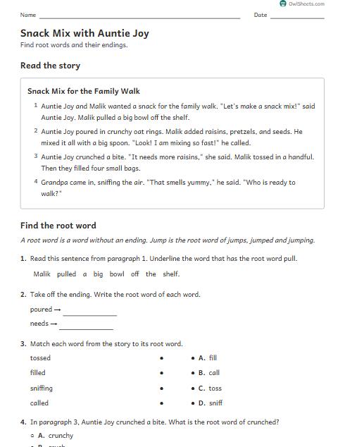 Snack Mix with Auntie Joy worksheet preview
