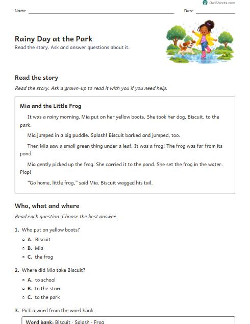 Rainy Day at the Park worksheet preview
