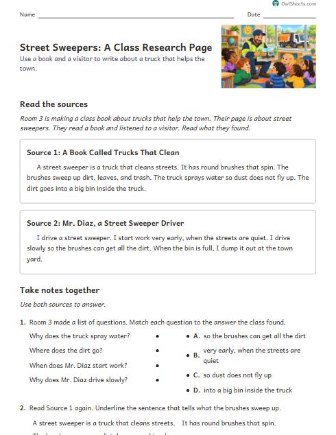 Street Sweepers: A Class Research Page worksheet preview