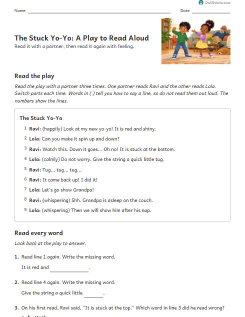 The Stuck Yo-Yo: A Play to Read Aloud worksheet preview