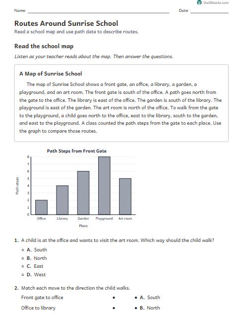 Routes Around Sunrise School worksheet preview