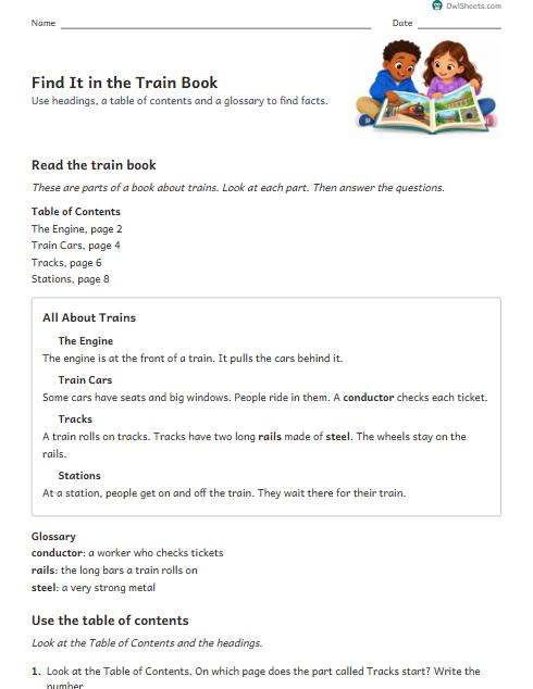 Find It in the Train Book worksheet preview