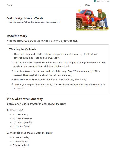 Saturday Truck Wash worksheet preview