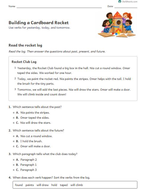 Building a Cardboard Rocket worksheet preview
